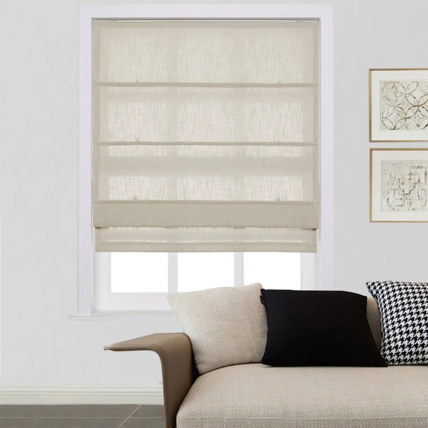 Zoe Linen Roman Shades for Windows Cord Lift